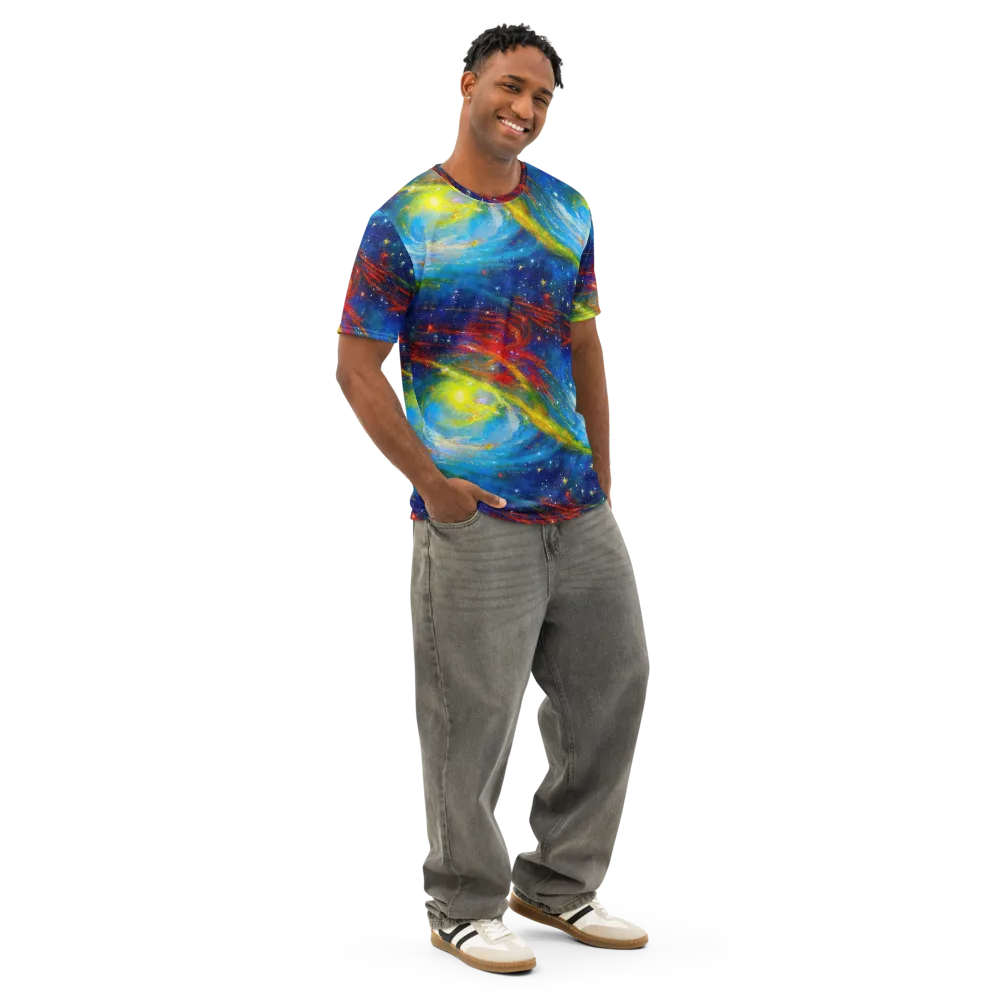 Deep-space Bloom on Men's Cotton Crew Neck T-Shirt — Right Front