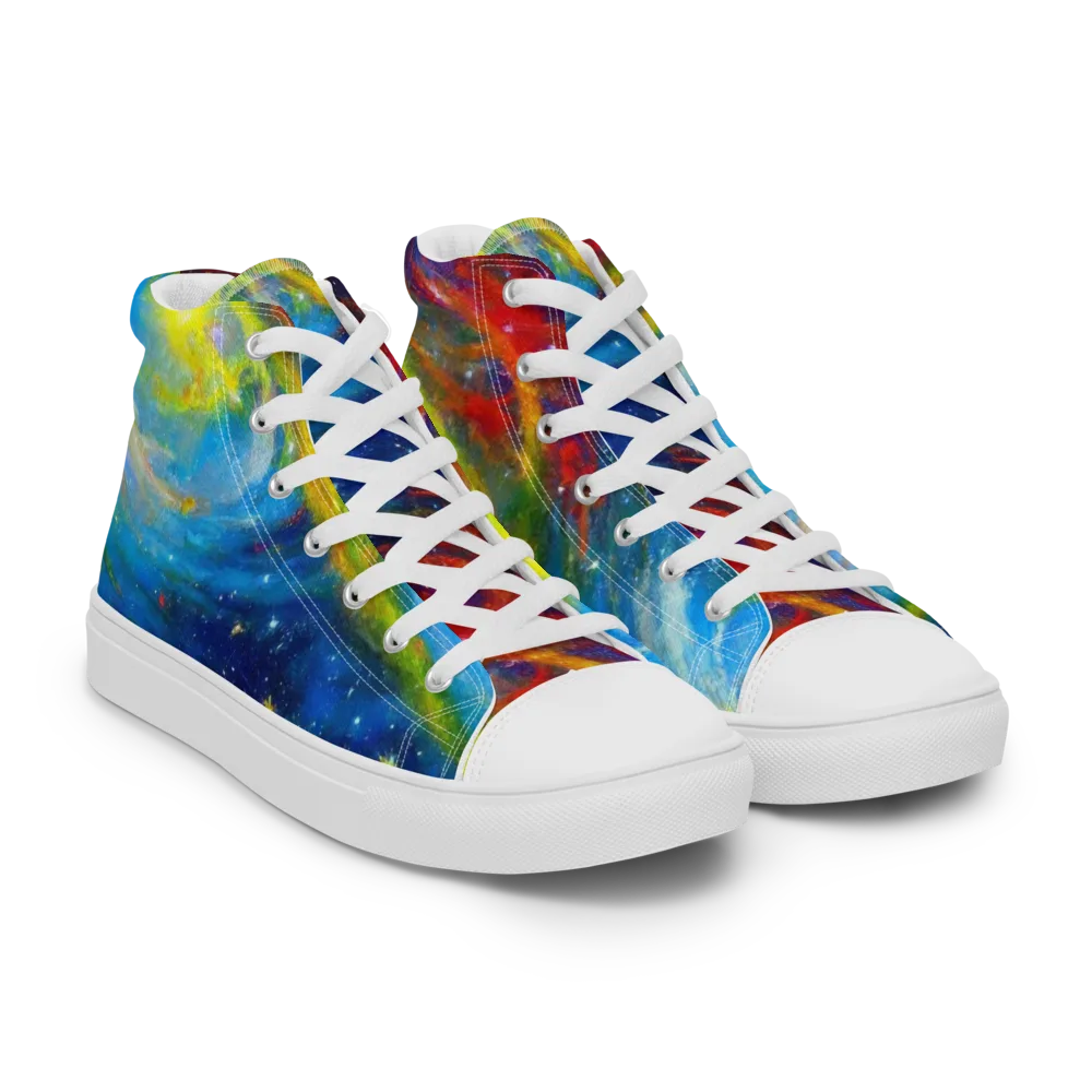 Deep-space Bloom on Men's High Top Canvas Shoes — Right Front