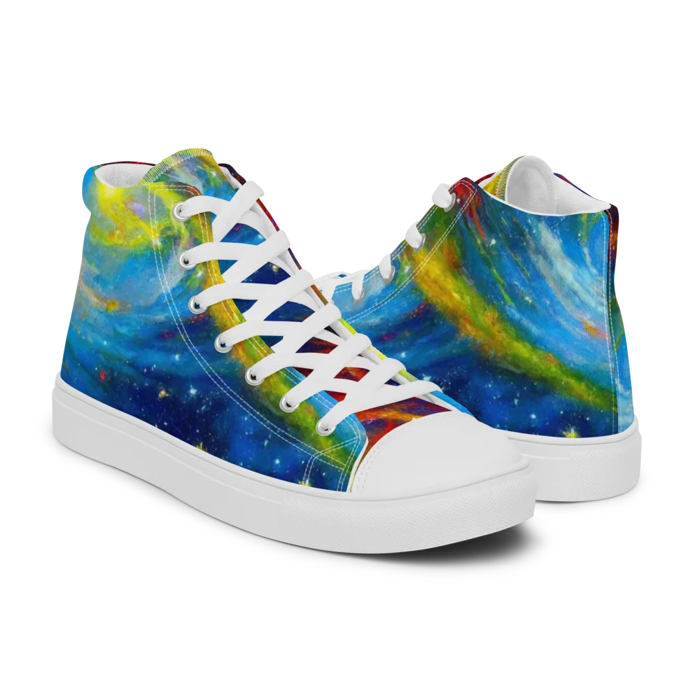 Deep-space Bloom on Men's High Top Canvas Shoes — Right