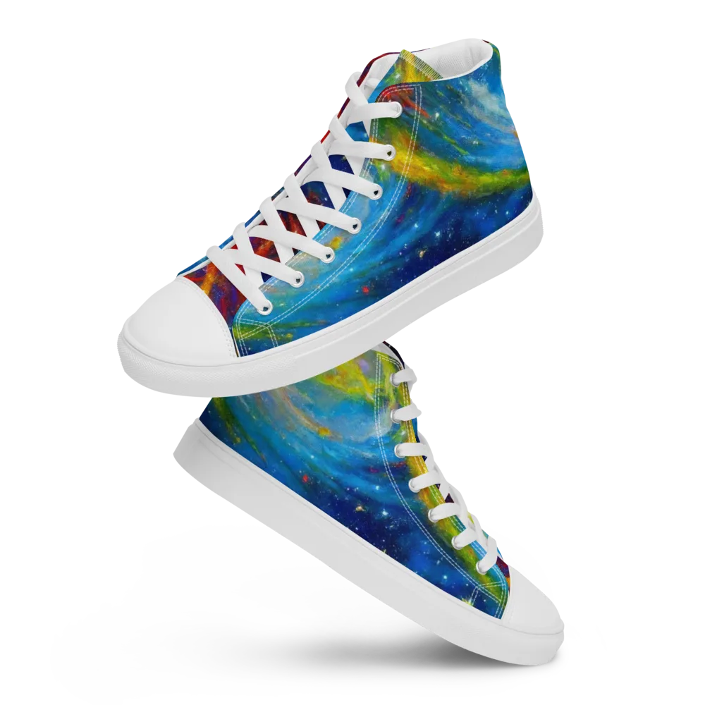 Deep-space Bloom on Men's High Top Canvas Shoes — Front