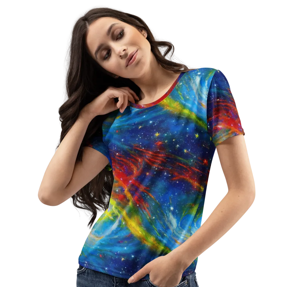 Deep-space Bloom on Women's Crew Neck T-Shirt — Left Front