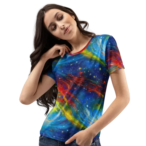 Deep-space Bloom on a Women's Crew Neck T-Shirt