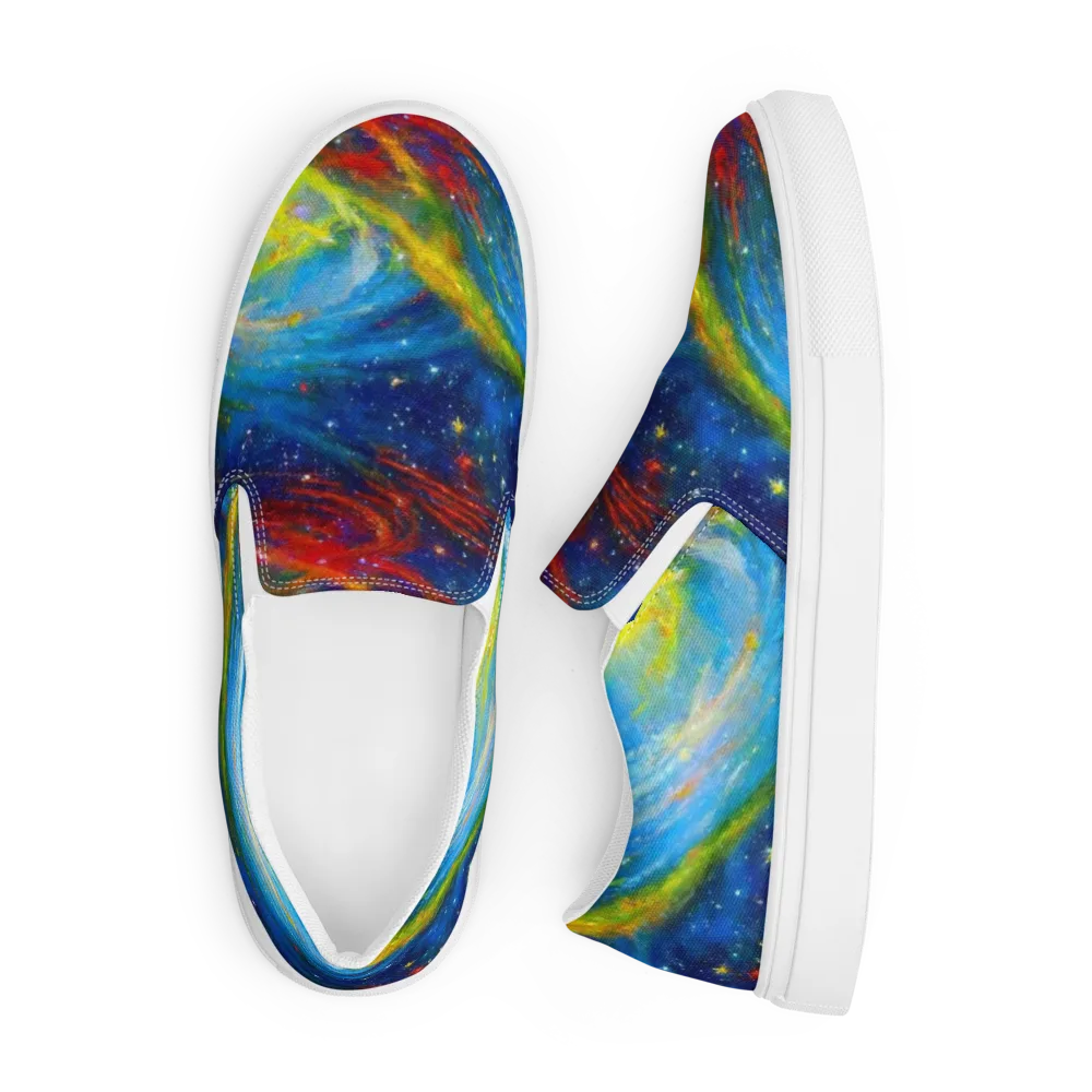 Deep-space Bloom on Men's Slip-On Canvas Shoes — Front