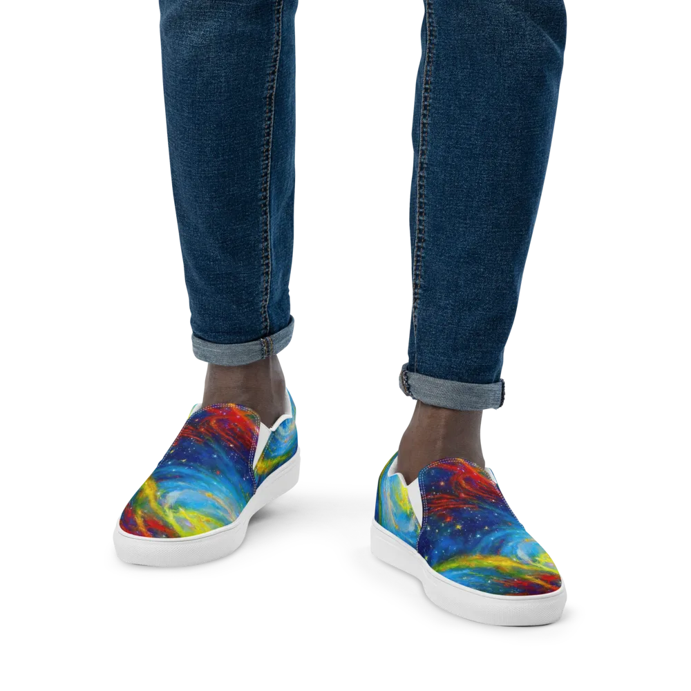 Deep-space Bloom on Men's Slip-On Canvas Shoes — Front
