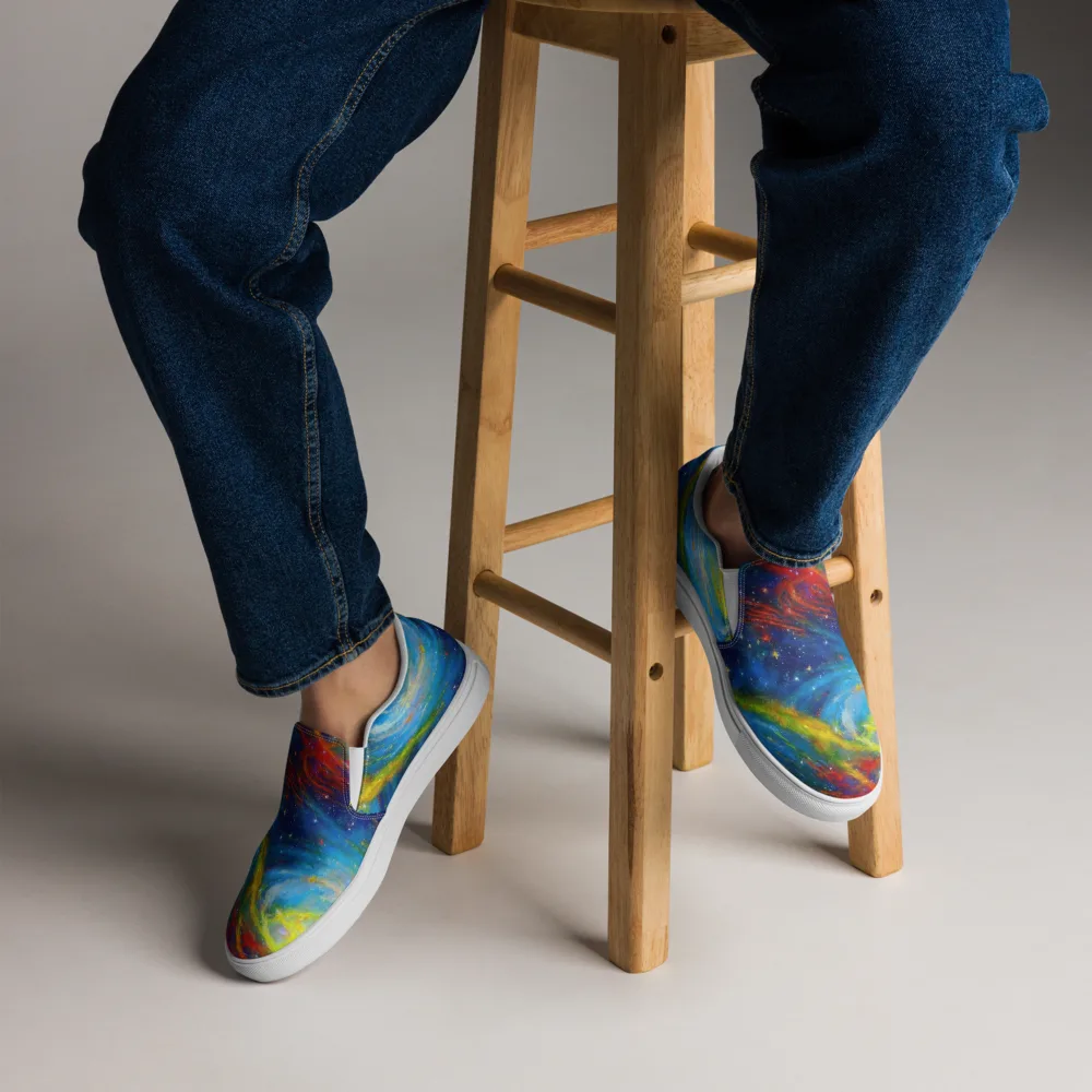 Deep-space Bloom on Men's Slip-On Canvas Shoes — Front