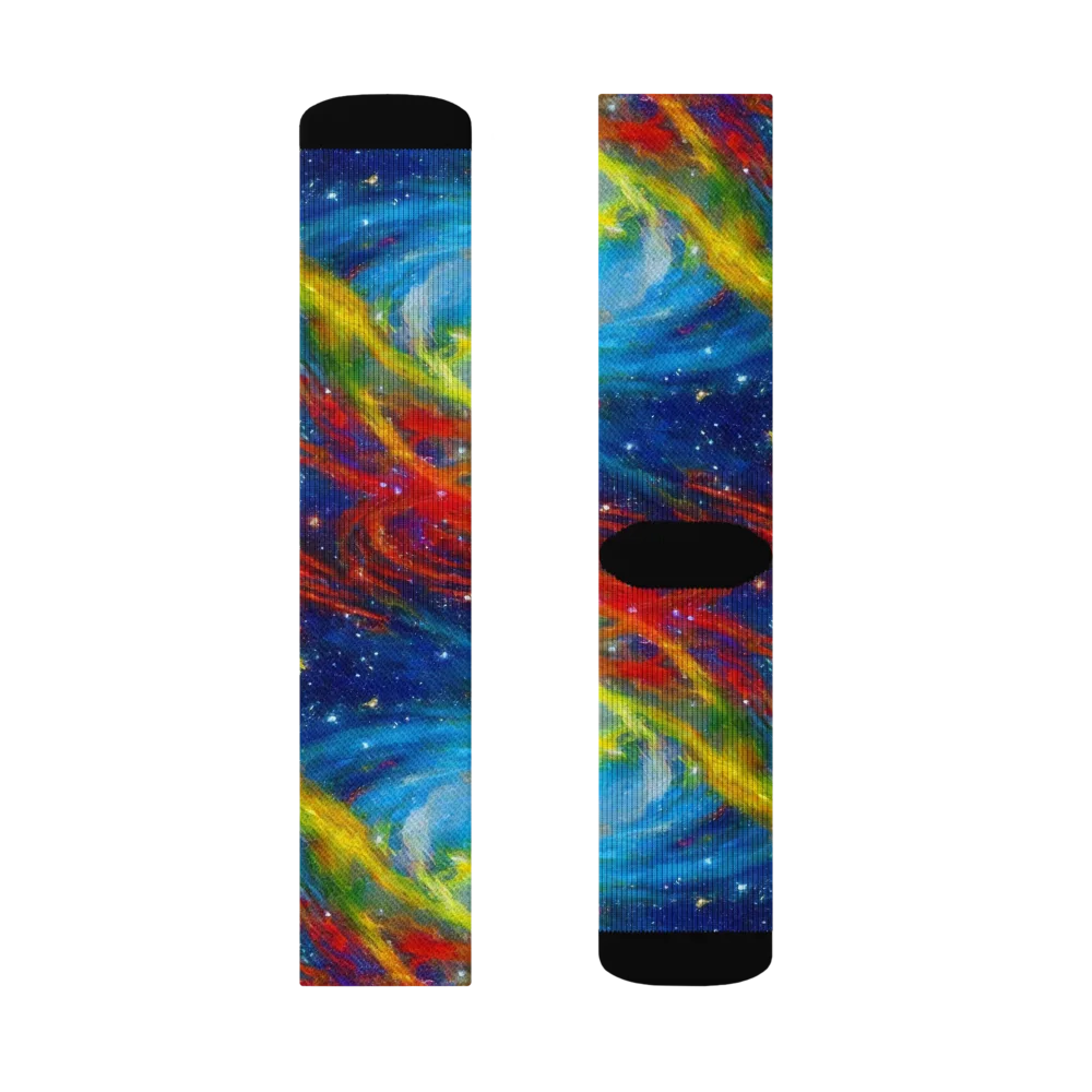 Deep-space Bloom on Socks — Left Sock