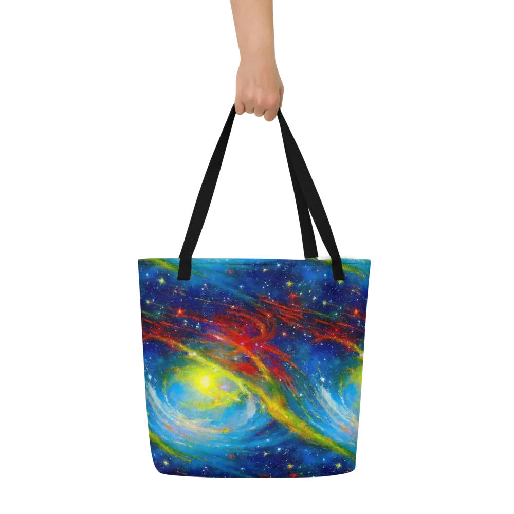 Deep-space Bloom on Large Tote Bag W/ Pocket — Front