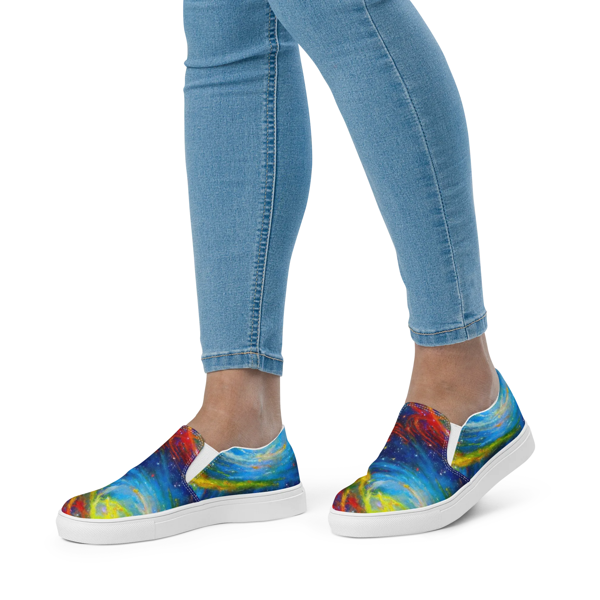Deep-space Bloom on Women's Slip-On Canvas Shoes — Front