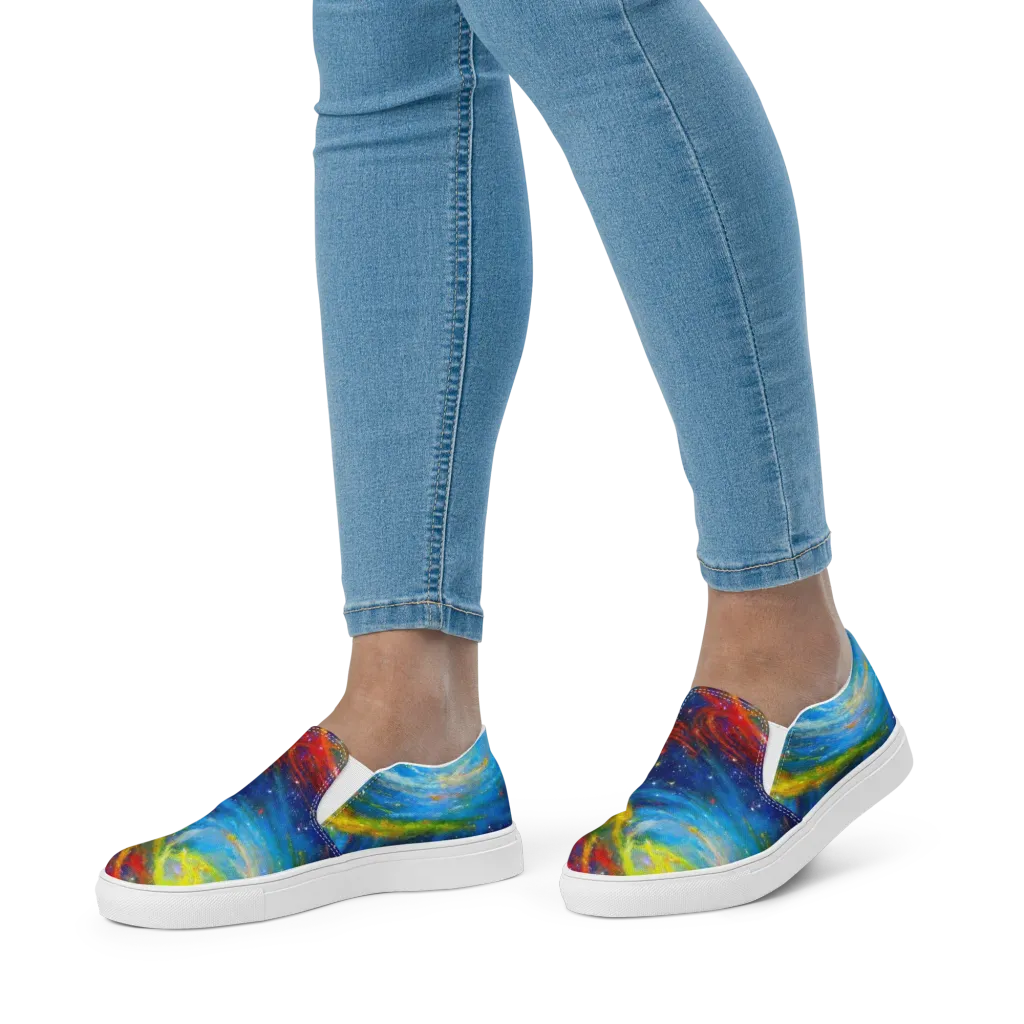 Deep-space Bloom on Women's Slip-On Canvas Shoes — Front