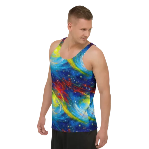 Deep-space Bloom on a Men's Tank Top