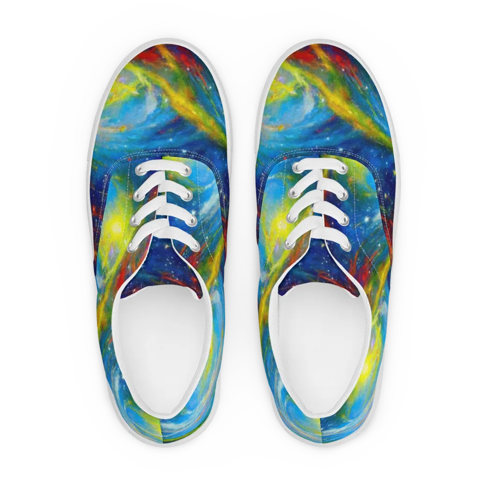 Deep-space Bloom on Men's Lace-Up Canvas Shoes — Front