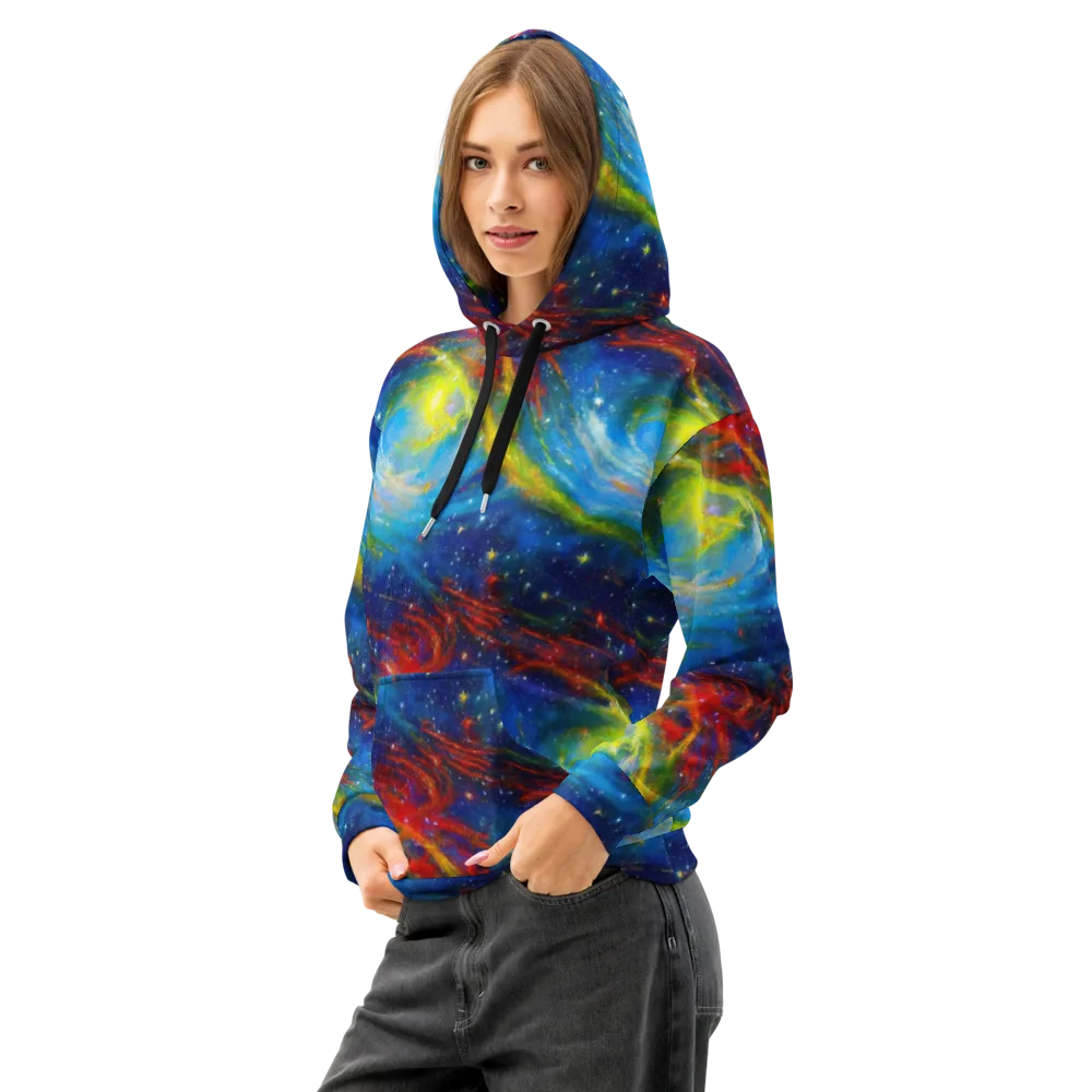 Deep-space Bloom on Cotton Hoodie — Left Front