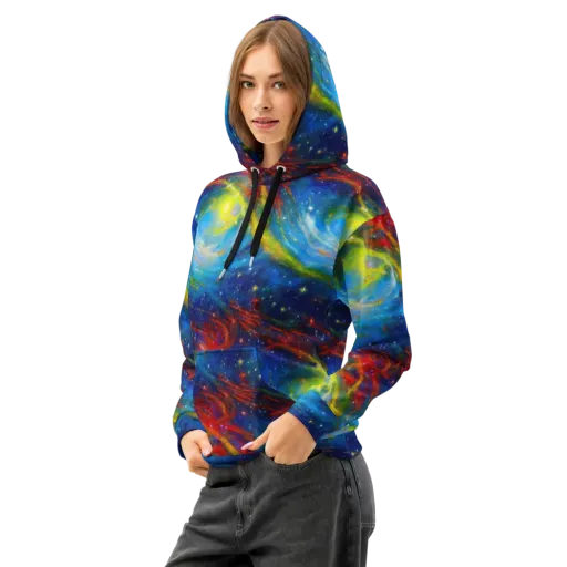 Deep-space Bloom on a Cotton Hoodie