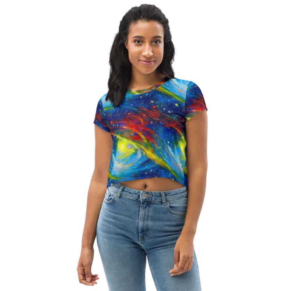 Deep-space Bloom on Crop Tee — Front