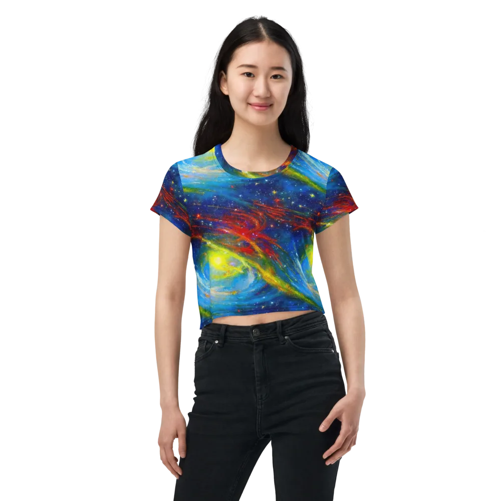 Deep-space Bloom on Crop Tee — Front