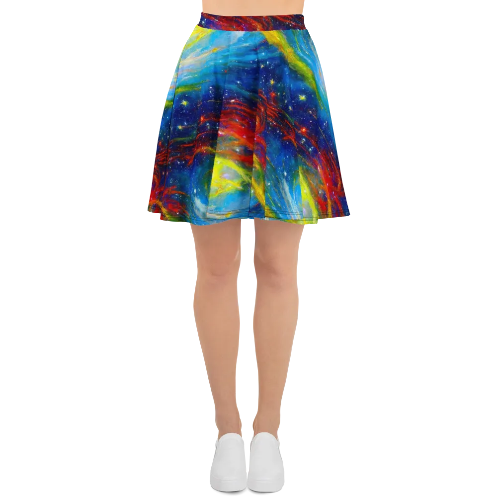 Deep-space Bloom on Skater Skirt — Front