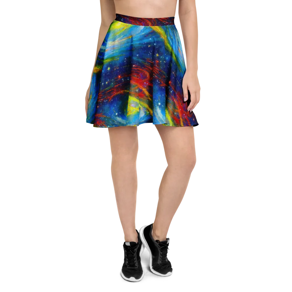 Deep-space Bloom on Skater Skirt — Front