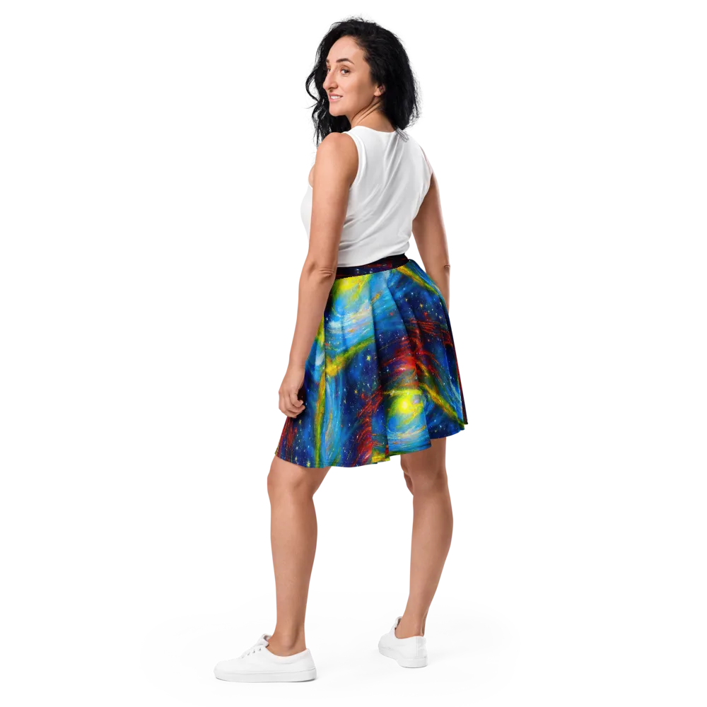 Deep-space Bloom on Skater Skirt — Back