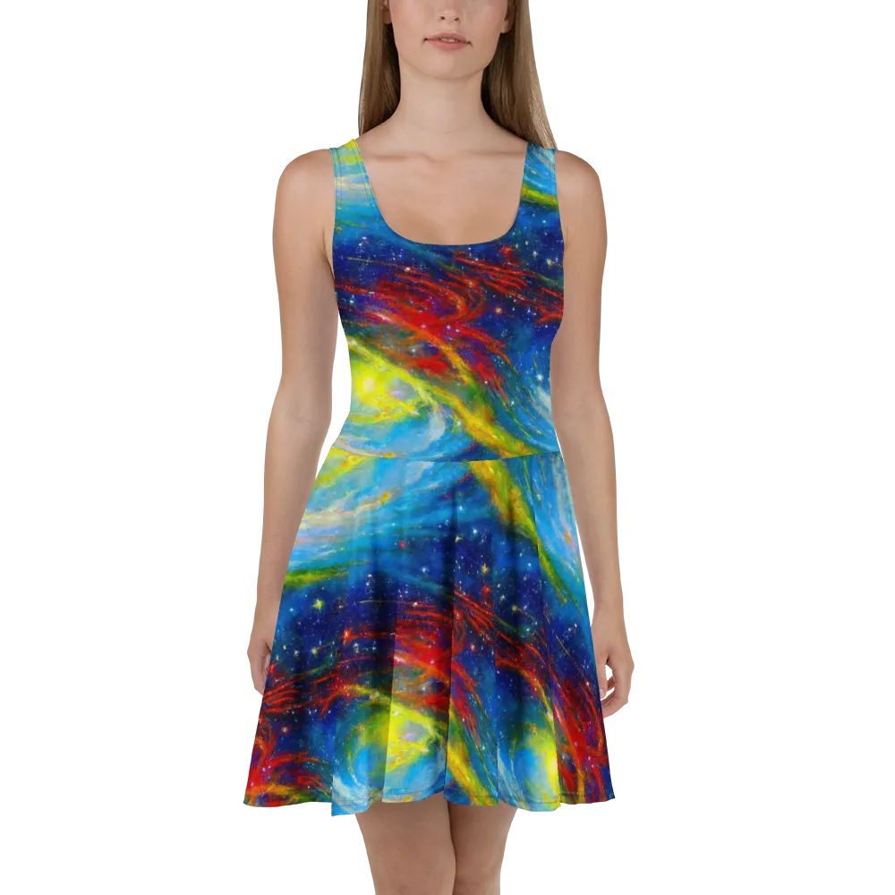 Deep-space Bloom on Skater Dress — Front
