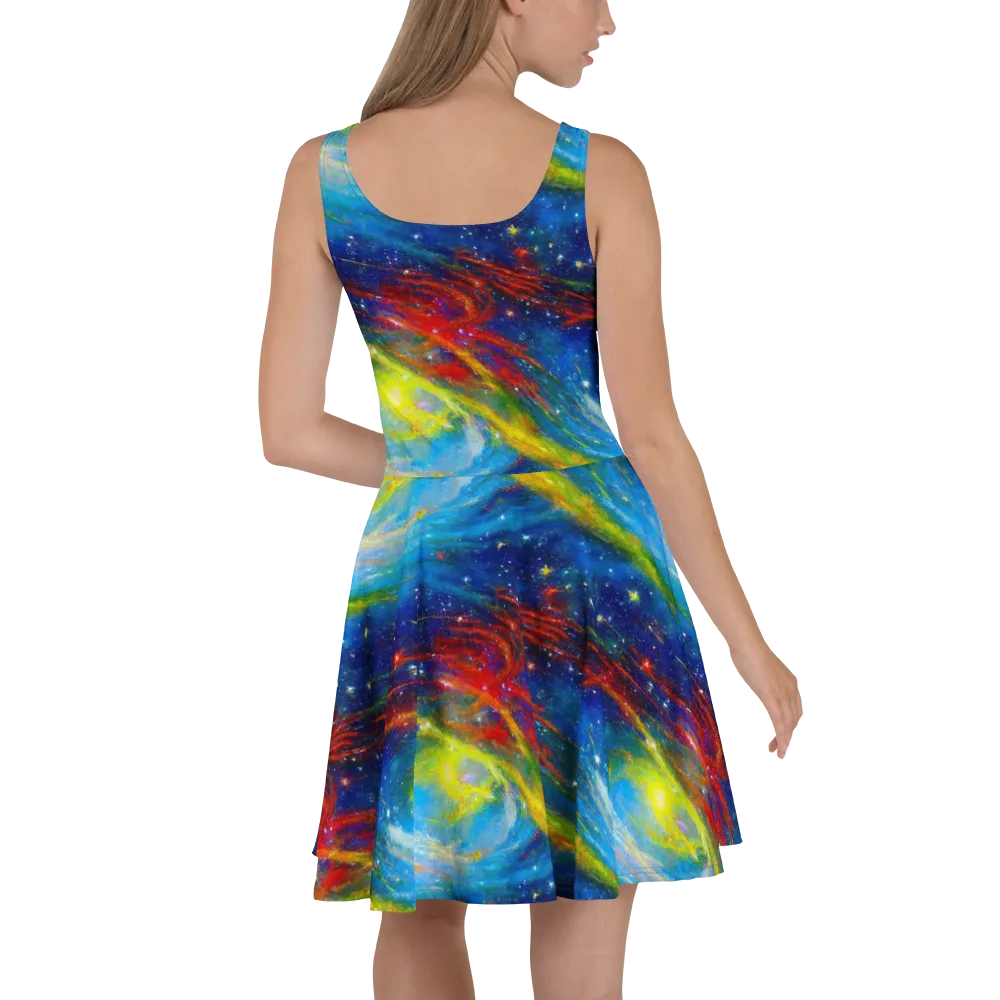 Deep-space Bloom on Skater Dress — Back