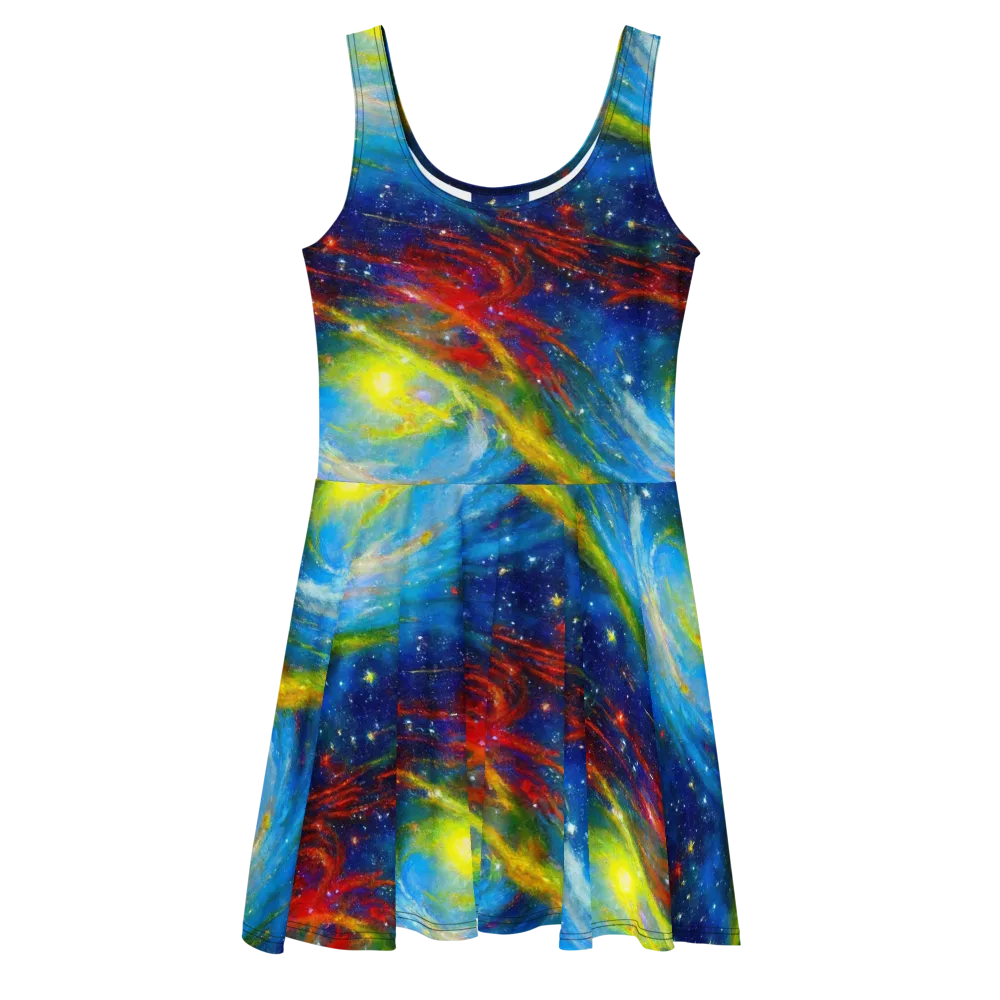 Deep-space Bloom on Skater Dress — Front