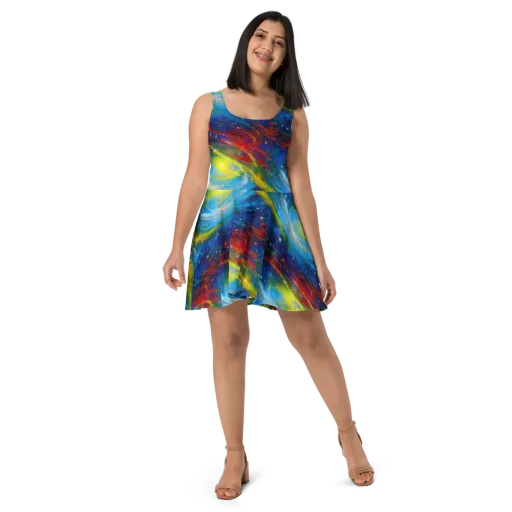 Deep-space Bloom on a Skater Dress
