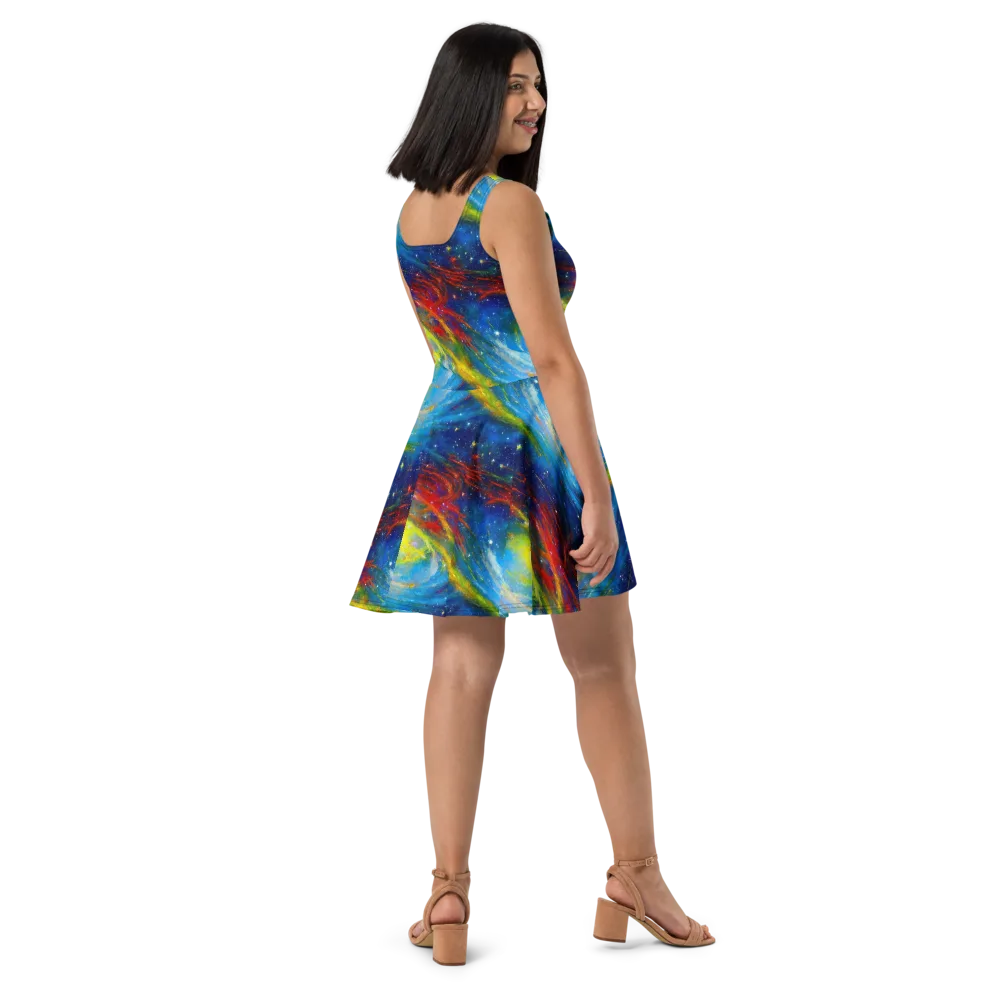 Deep-space Bloom on Skater Dress — Right