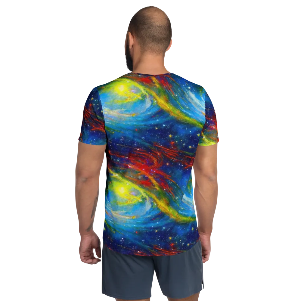 Deep-space Bloom on Men's Athletic T-Shirt — Back
