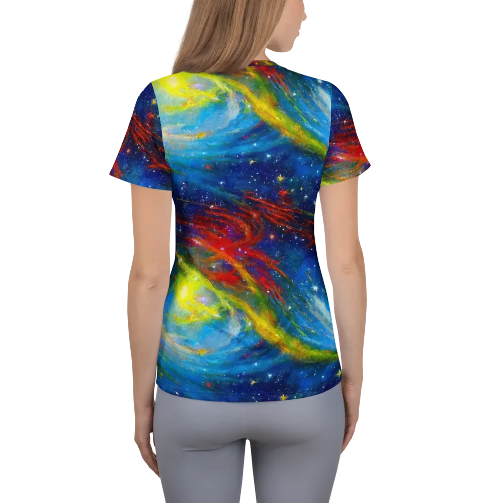 Deep-space Bloom on Women's Athletic T-Shirt — Back