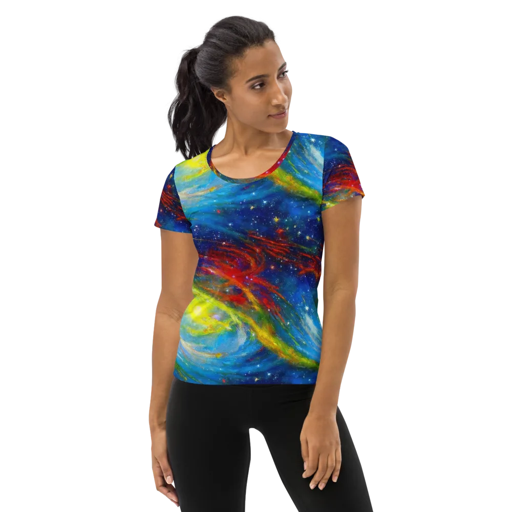 Deep-space Bloom on Women's Athletic T-Shirt — Front