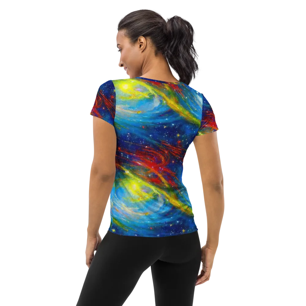Deep-space Bloom on Women's Athletic T-Shirt — Back