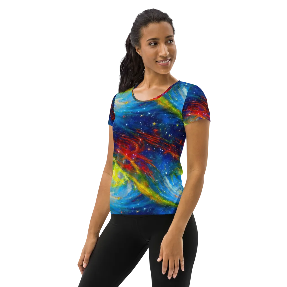 Deep-space Bloom on Women's Athletic T-Shirt — Left