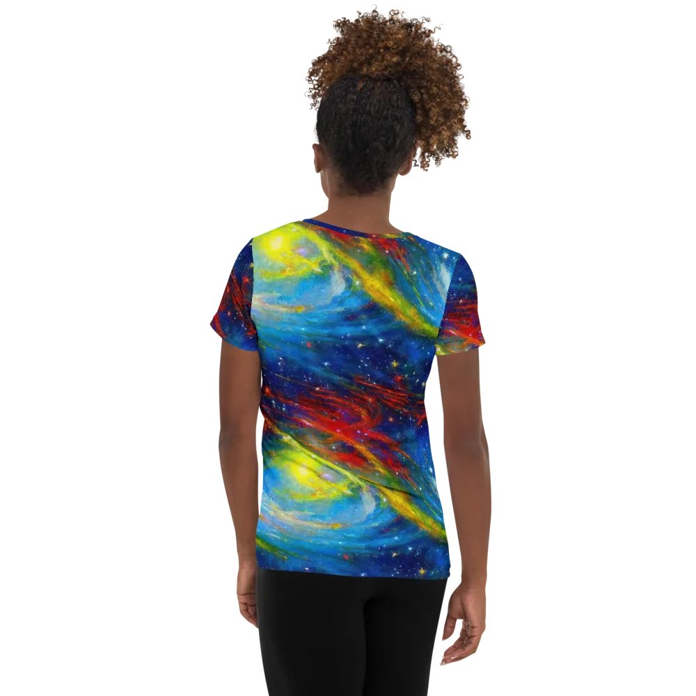 Deep-space Bloom on Women's Athletic T-Shirt — Back