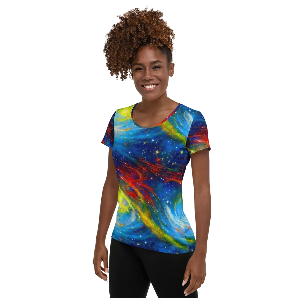 Deep-space Bloom on Women's Athletic T-Shirt — Left