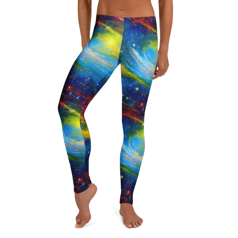 Deep-space Bloom on Leggings — Front