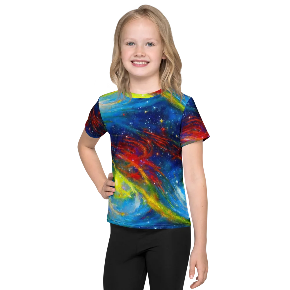 Deep-space Bloom on Kids Crew Neck T-Shirt — Front