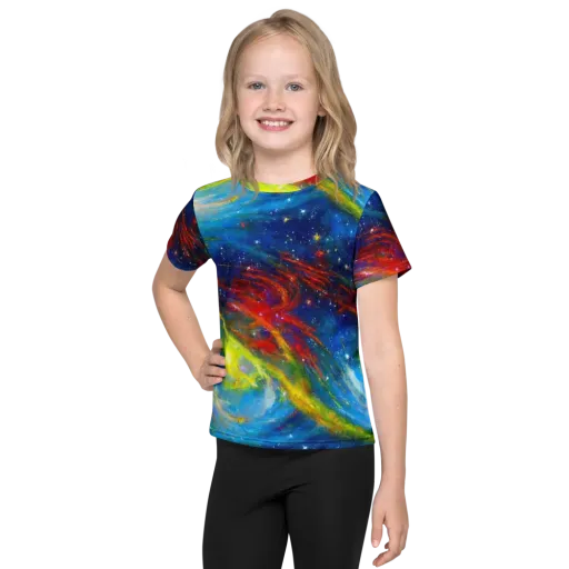Deep-space Bloom on a Kids Crew Neck T-Shirt