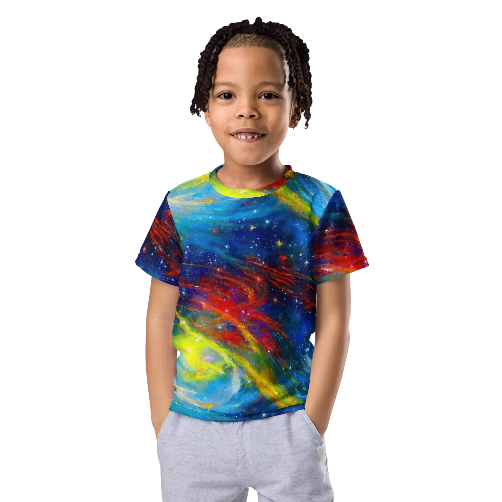 Deep-space Bloom on Kids Crew Neck T-Shirt — Front