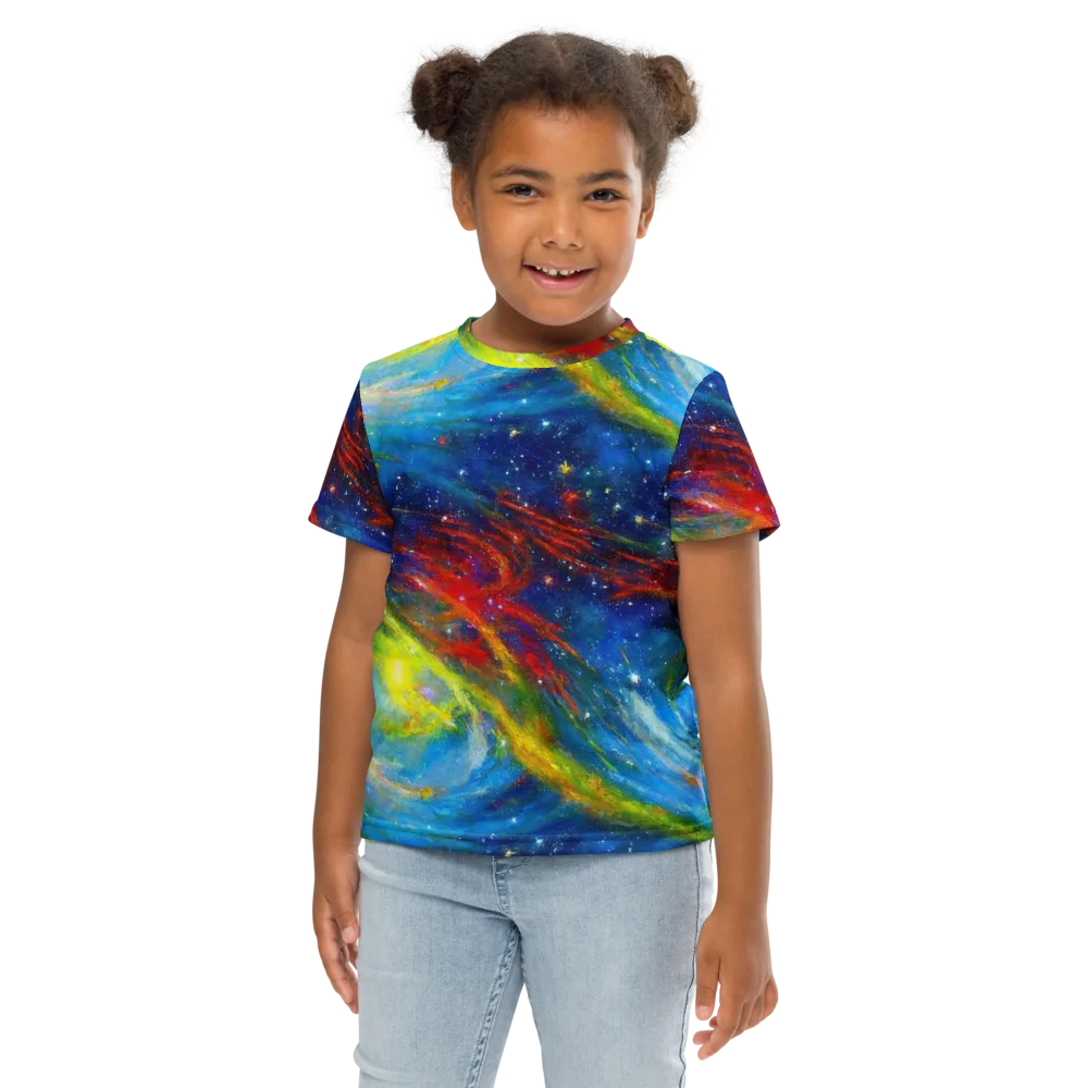 Deep-space Bloom on Kids Crew Neck T-Shirt — Front