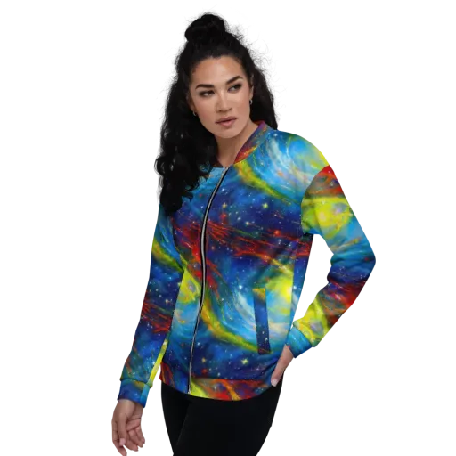 Deep-space Bloom on a Bomber Jacket