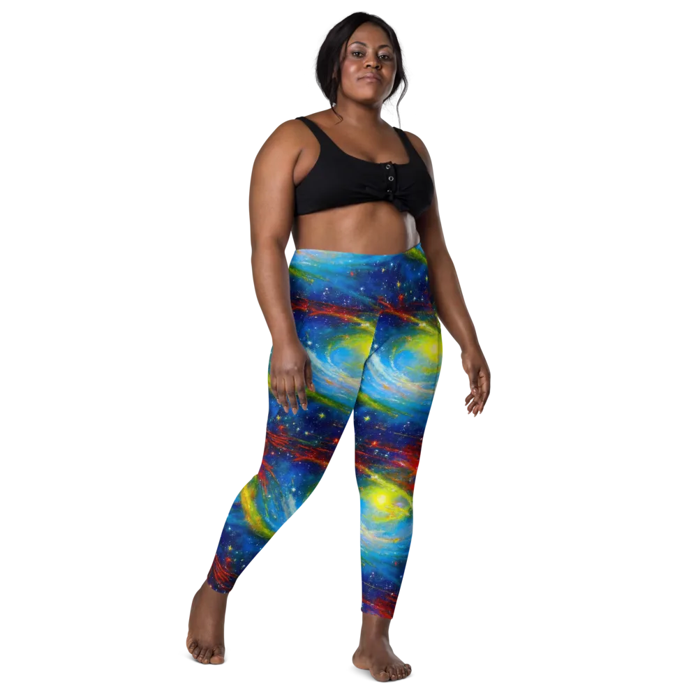 Deep-space Bloom on Leggings with Pockets — Front