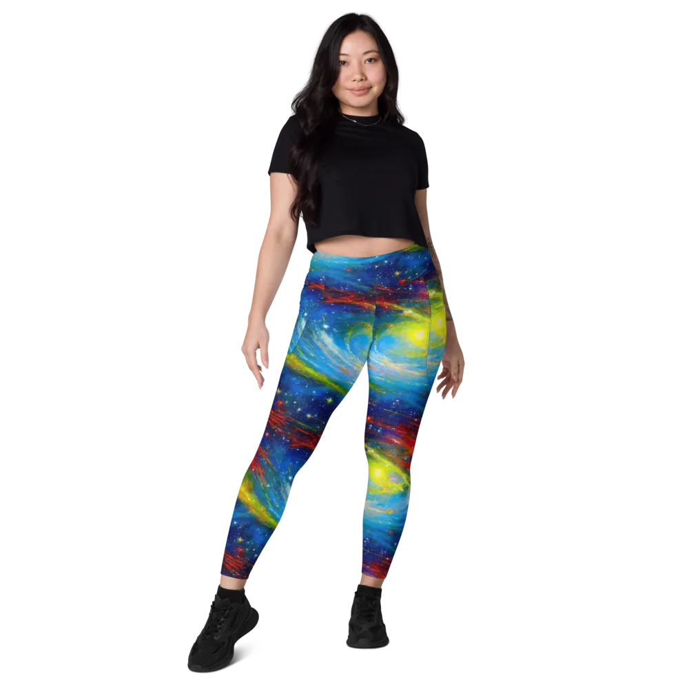 Deep-space Bloom on Leggings with Pockets — Front
