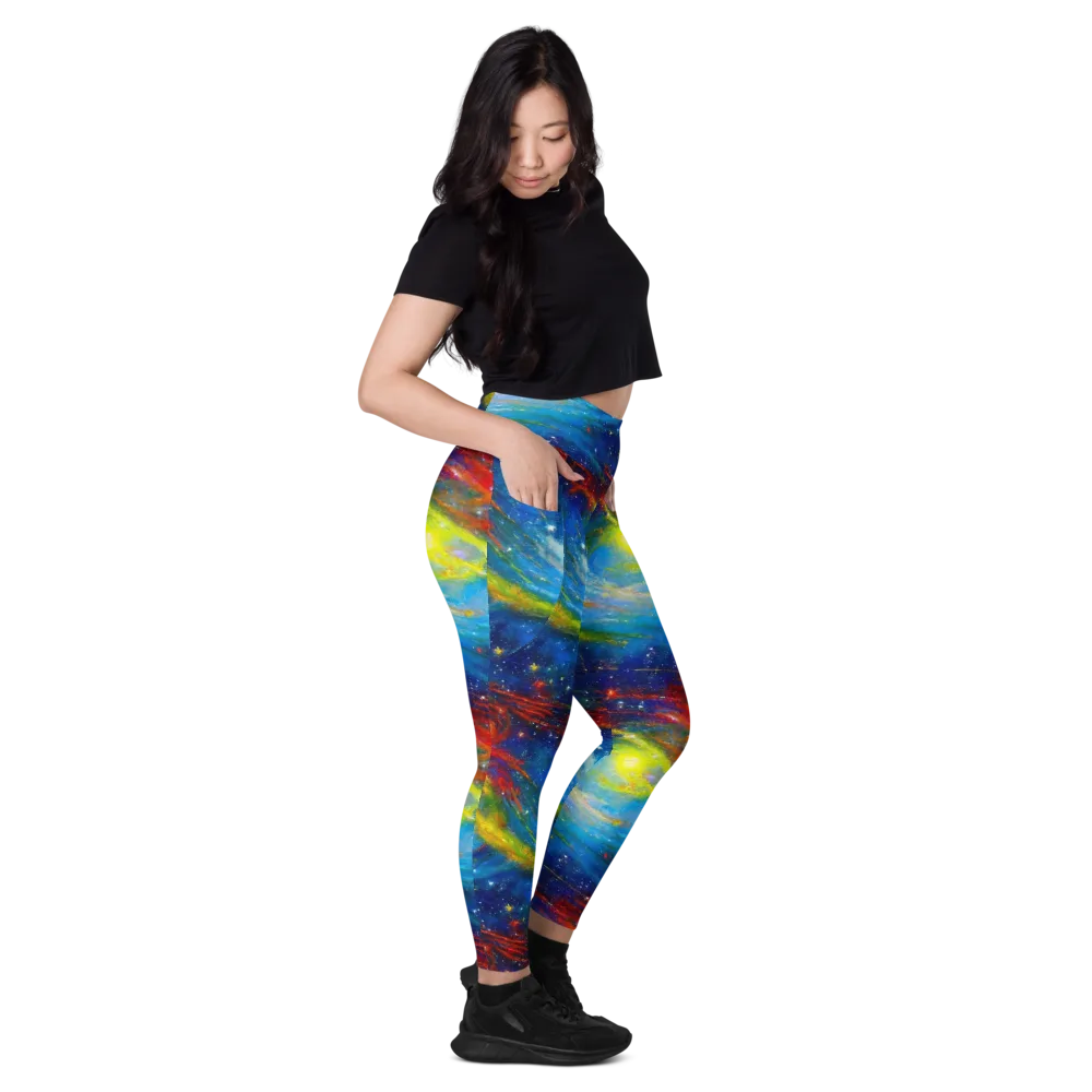 Deep-space Bloom on Leggings with Pockets — Right