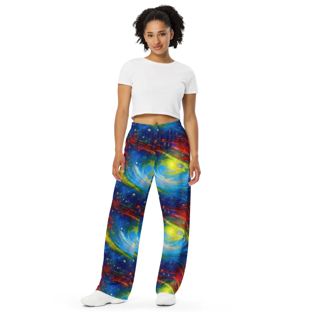 Deep-space Bloom on Wide-Leg Pants — Front