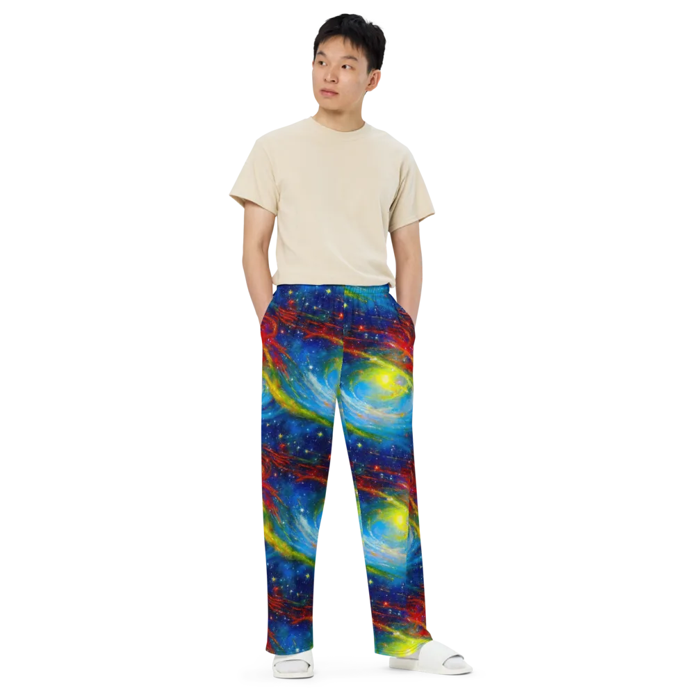 Deep-space Bloom on Wide-Leg Pants — Front