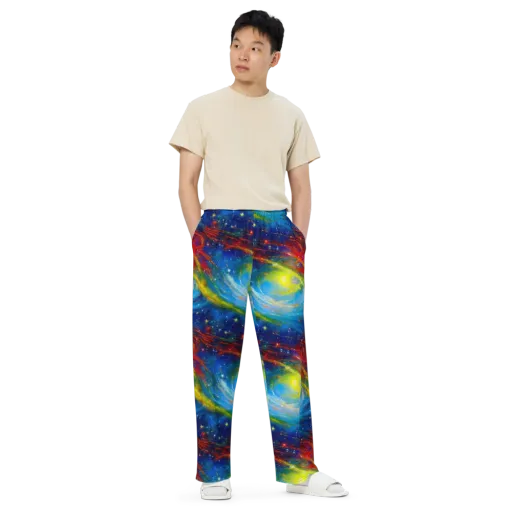 Deep-space Bloom on a Wide-Leg Pants