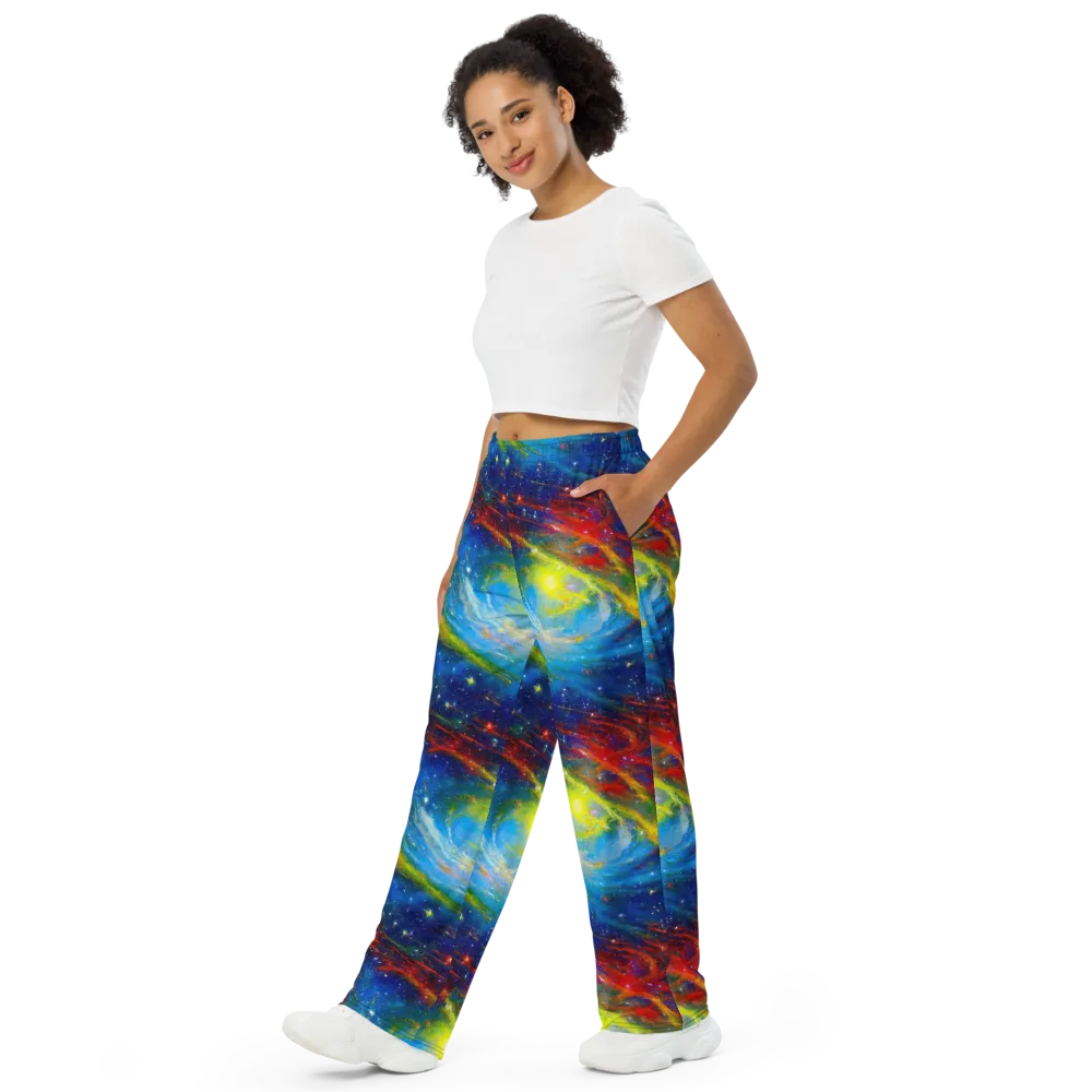 Deep-space Bloom on Wide-Leg Pants — Left Front