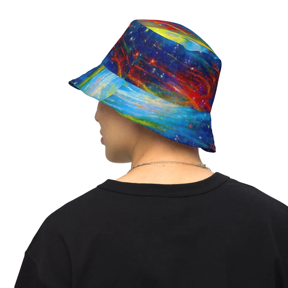 Deep-space Bloom on Reversible Bucket Hat — Back Inside