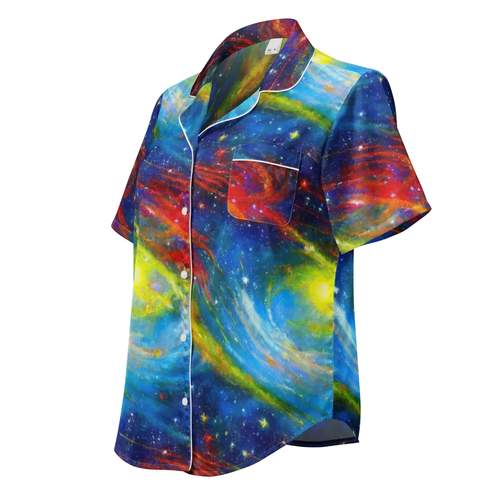 Deep-space Bloom on Women's Short Sleeve Pajama Top — Left Front