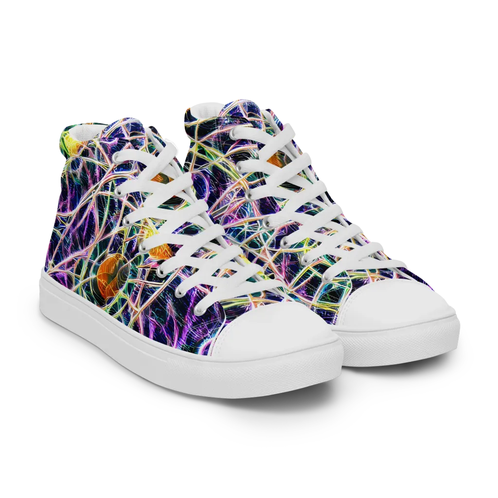 Wölfli Web on Men's High Top Canvas Shoes — Right Front